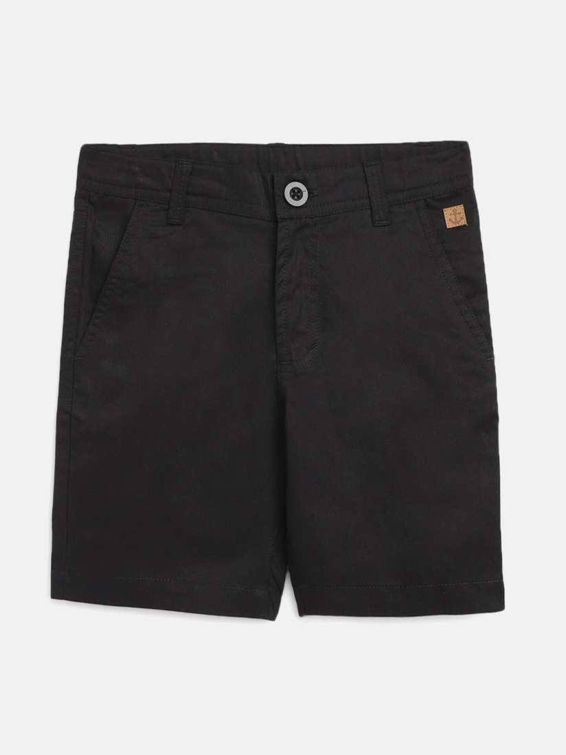 Boys black cotton shorts top