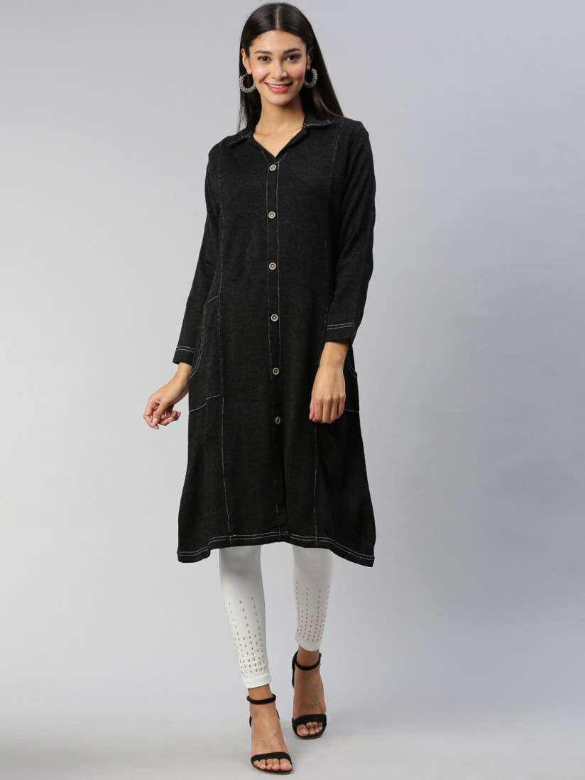 Buy Soch Black Solid Cotton Blend Kurti Kurtis for Women 13495236 Myntra