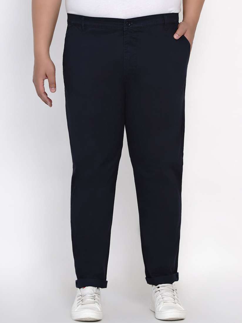 Buy John Pride Men Navy Blue Solid Regular Trousers Trousers for Men 13494888 Myntra