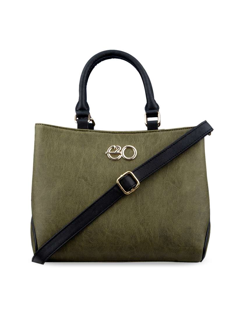 Buy E2O Green Green Solid Satchel Handbags for Women 13506424