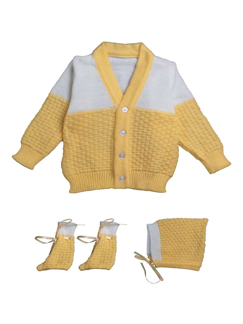 Buy Little Angels Unisex Kids Yellow Colourblocked Cardigan Sweater Set Sweaters for Unisex Kids 13504522 Myntra