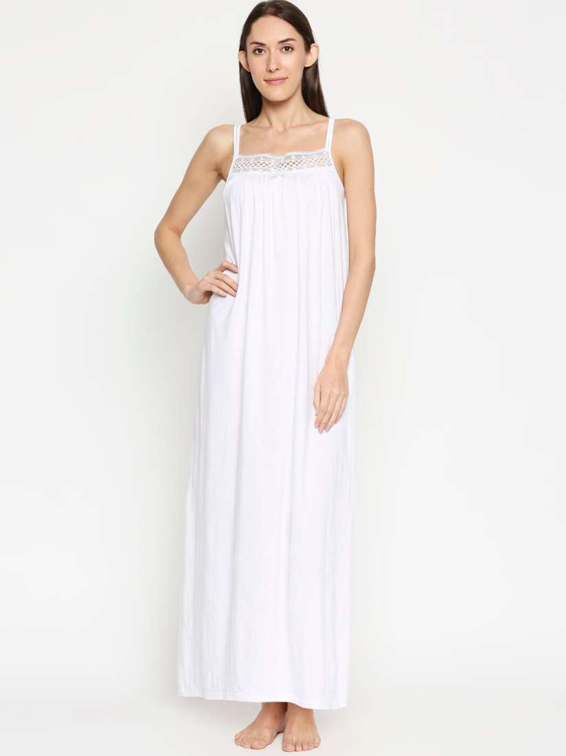Buy AV2 White Solid Cotton Nightdress Nightdress for Women 13512276 Myntra