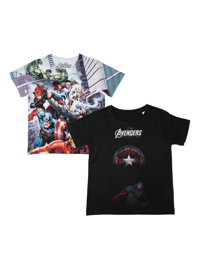 Buy Marvel by Wear Your Mind Boys Pack Of 2 Avengers Printed Round Neck Pure Cotton T shirts Tshirts for Boys 13539922 Myntra