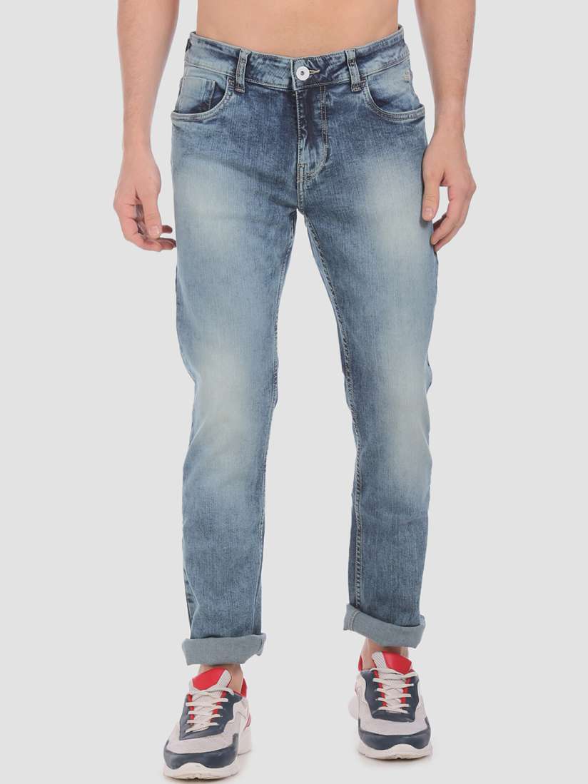 Flying machine tapered fit men blue jeans top