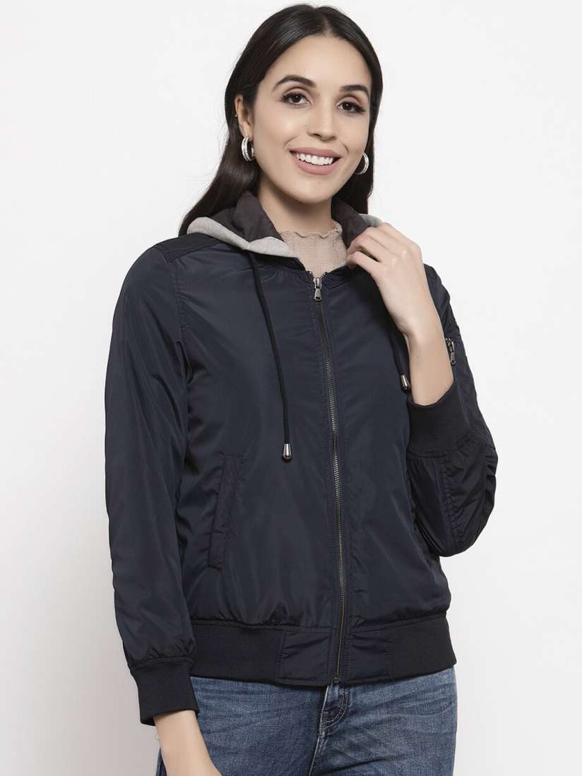 Buy Gipsy Women Navy Blue Solid Bomber Jacket Jackets for Women 13385082 Myntra