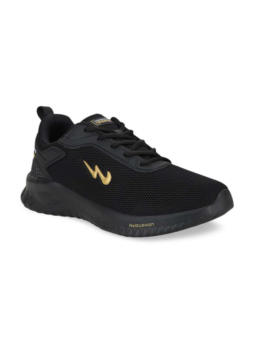 Buy Campus Men Black Gold Toned Mesh Wells Running Shoes Sports Shoes for Men 13564220 Myntra
