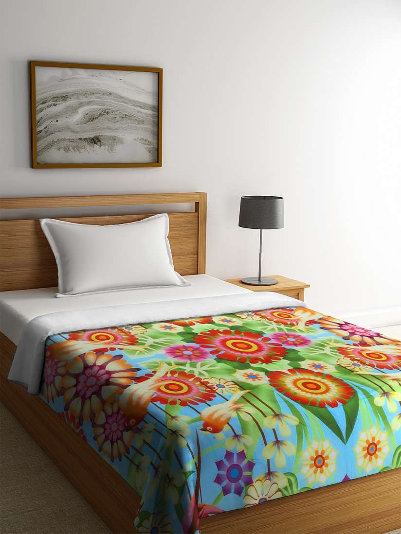 Buy REME Blue Red Floral AC Room 150 GSM Single Bed Quilt Blankets Quilts and Dohars for Unisex 13636382 Myntra