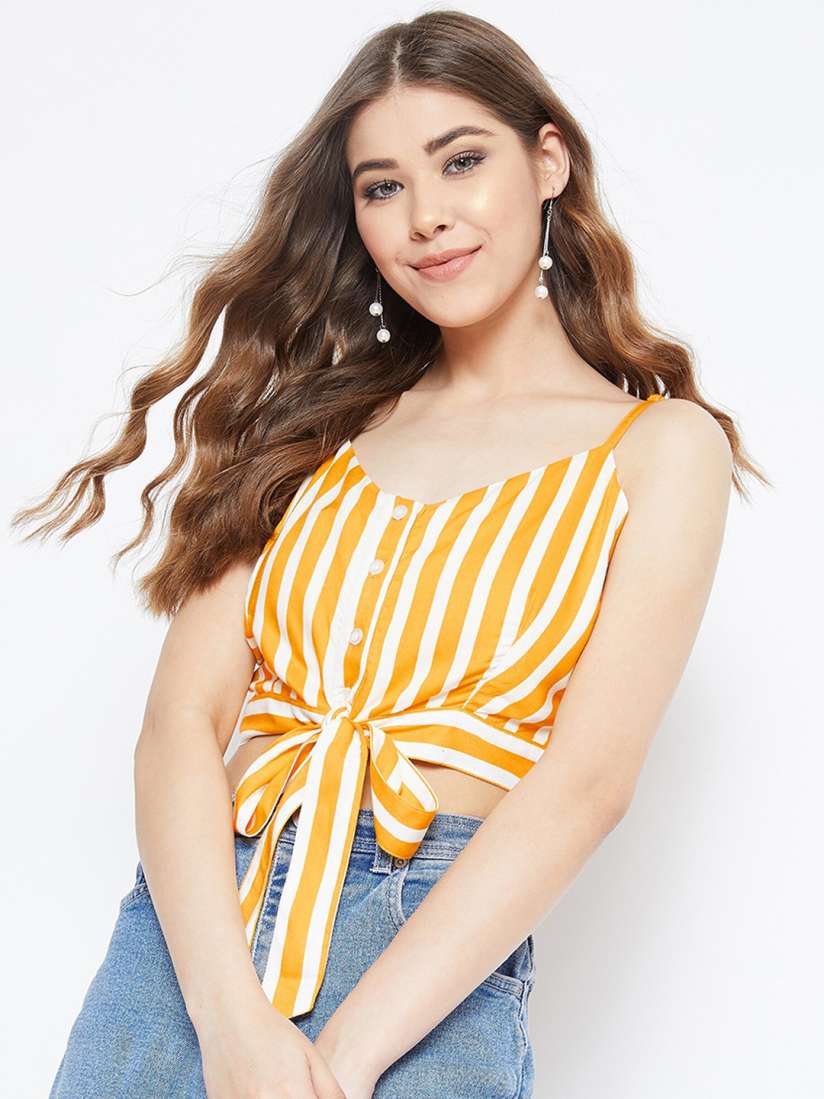 Buy Berrylush Women Yellow Striped Top Tops for Women 13639060 Myntra