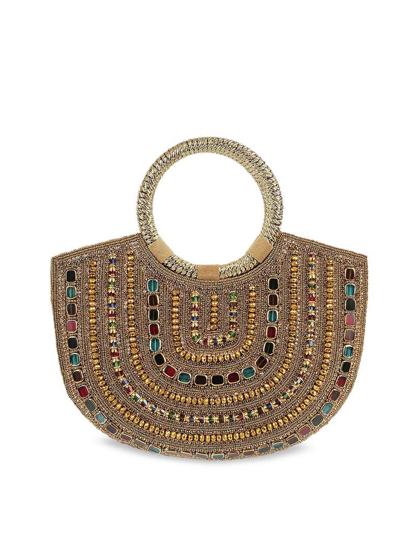 Buy Metro Gold-Toned Copper-Toned Embellished Clutch Clutches - Technical View