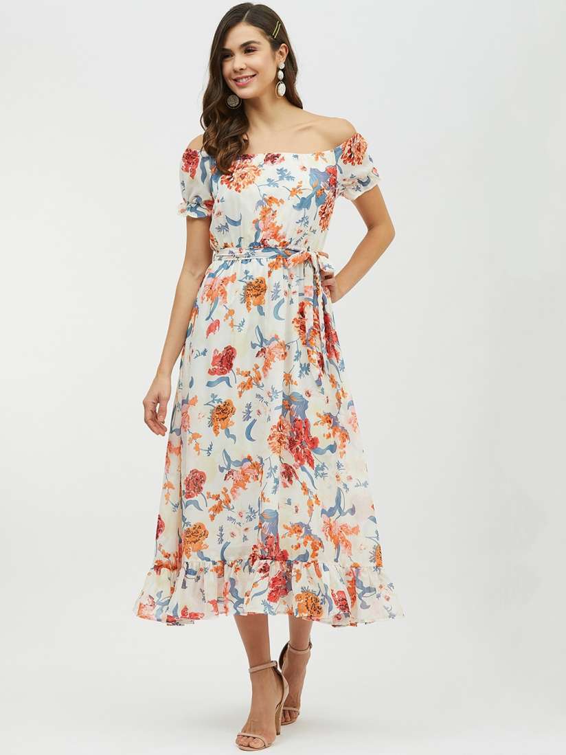 Buy Harpa Women Off White Printed A Line Dress Dresses for Women 13685688 Myntra