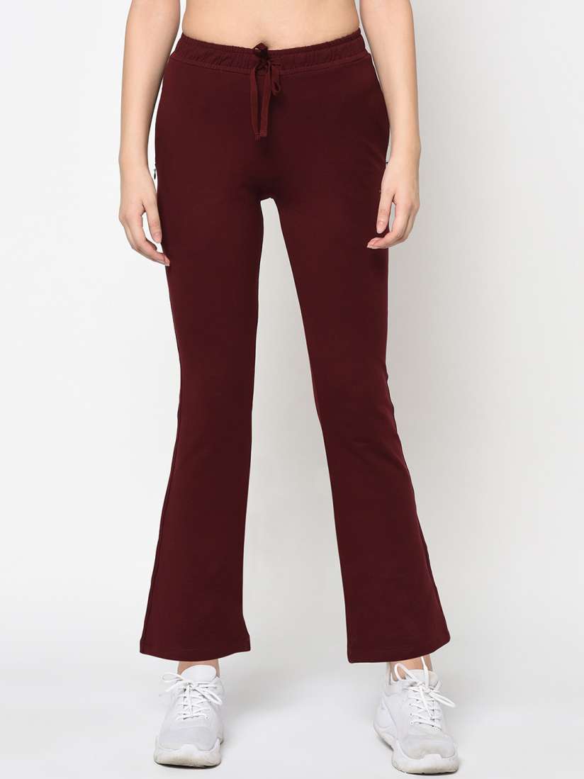 Buy FEMEA Women Maroon Solid Bootcut Track Pants Track Pants for Women 13685922 Myntra