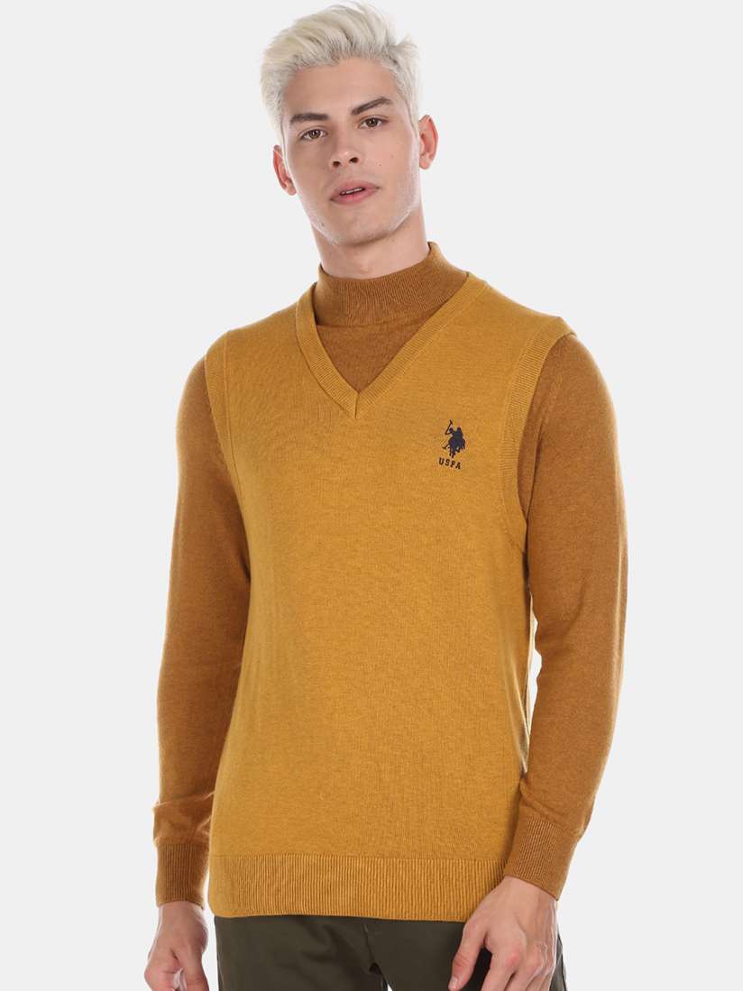 Yellow polo sweater vest new arrivals