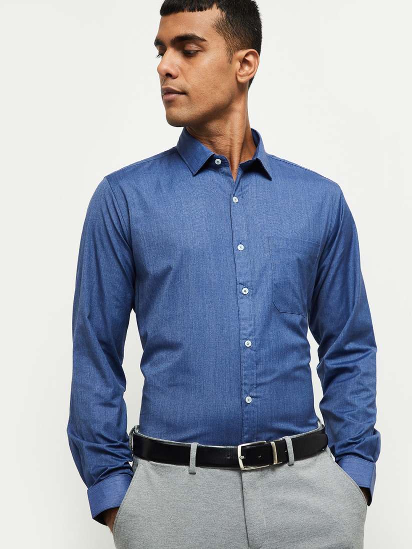 Buy max Men Blue Regular Fit Solid Formal Shirt Shirts for Men 13699058 Myntra