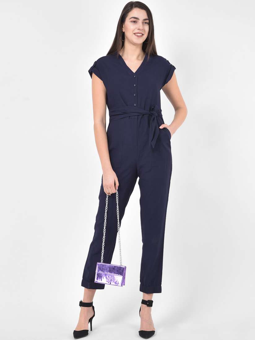 Buy Latin Quarters Women Navy Blue Solid Basic Jumpsuit Jumpsuit for Women 13700612 Myntra