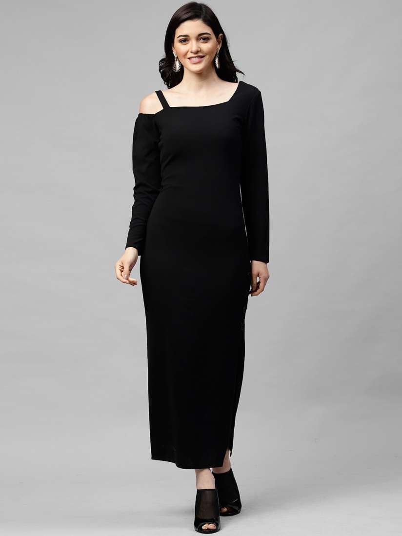 Buy Athena Women Black Solid Maxi Dress Dresses for Women 13709584 Myntra