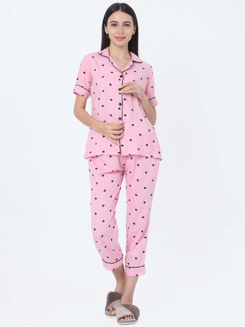 Buy Smarty Pants Women Pink Black Printed Night Suit Night suits for Women 13711982 Myntra