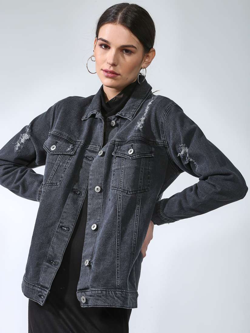 Blue saint black denim jacket deals