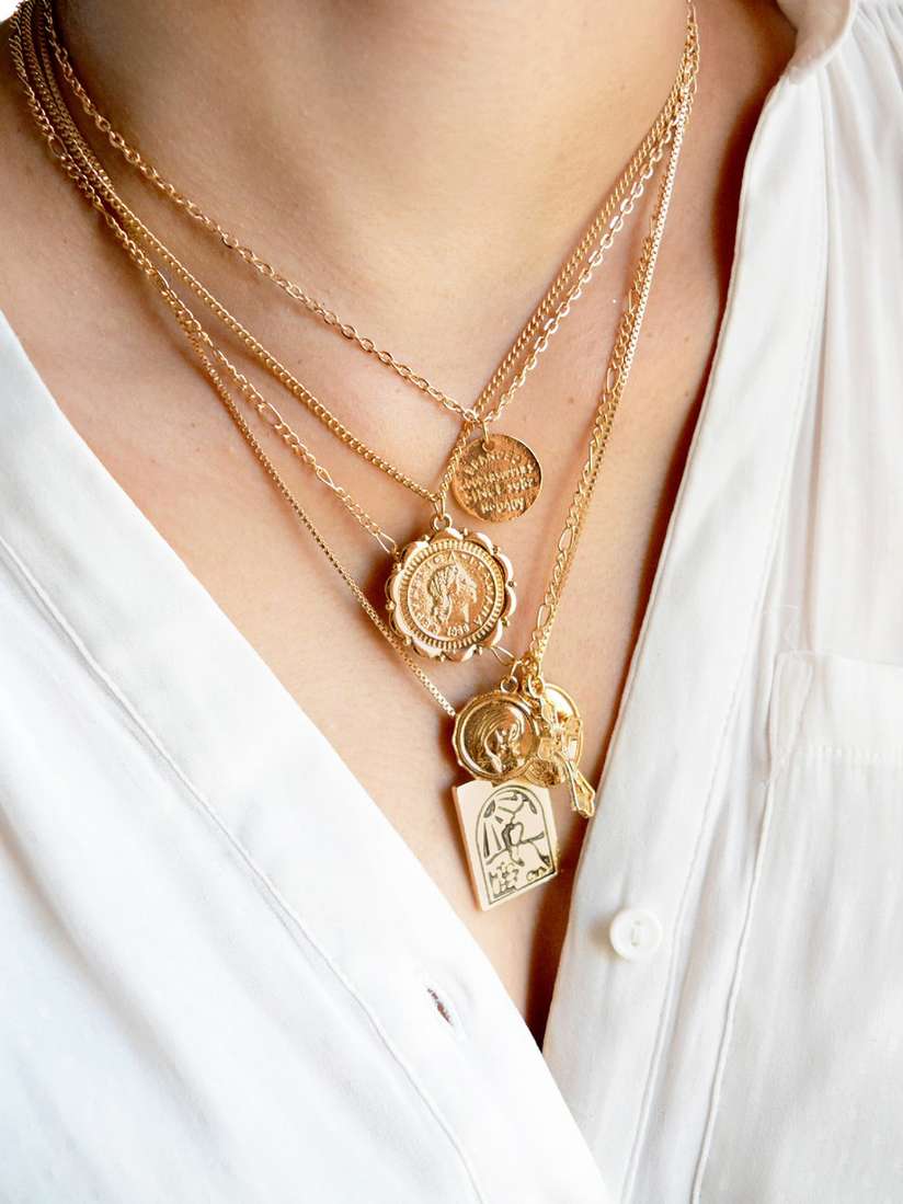 Layered Necklace Coin Jewelry Trend 2019 Wearing Multiple Gold