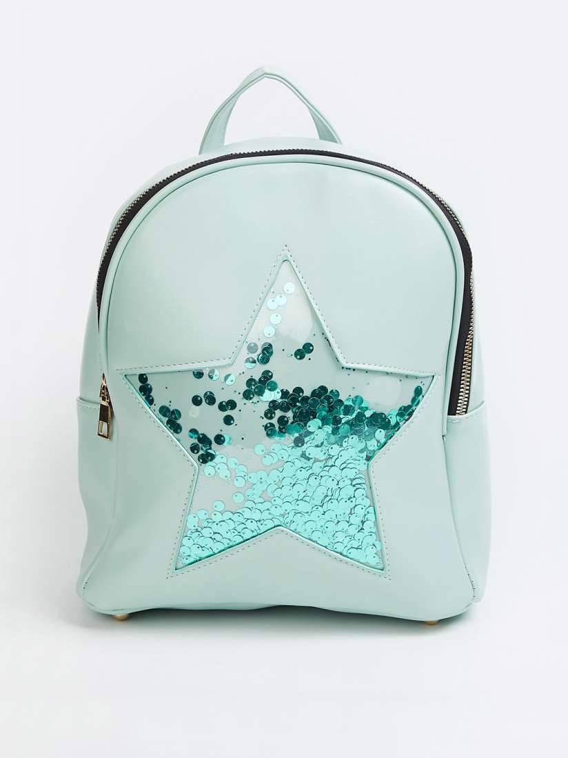 Buy Ginger by Lifestyle Women Turquoise Blue Embellished Backpack Backpacks for Women 13746270 Myntra