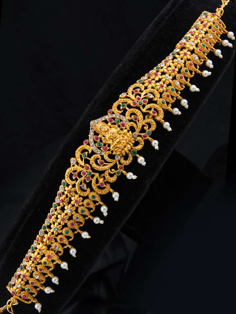 Buy Alankruthi Gold Plated Pink Green CZ Stone Studded Beaded Lakshmi Kamarband Saree Accessories for Women 13765040 Myntra