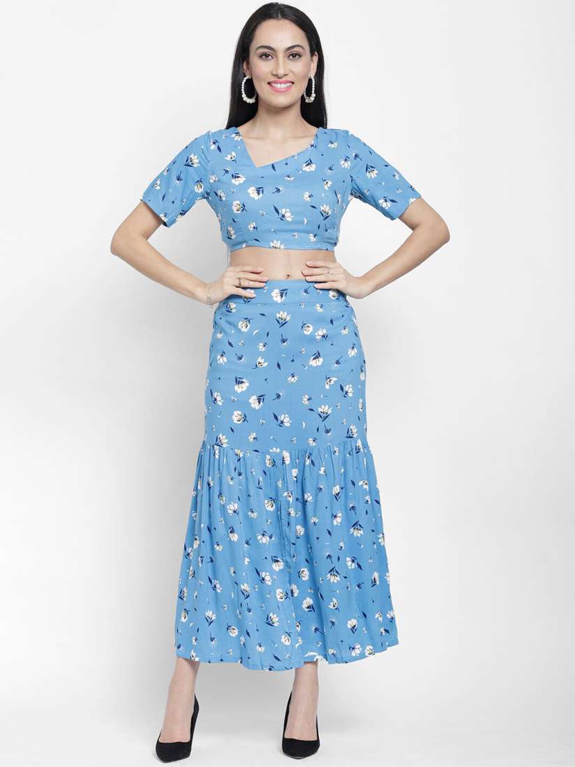 Buy NIXX Women Blue White Floral Printed Two Piece Dress Dresses for Women 13759578 Myntra