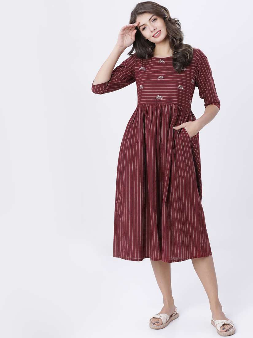 Maroon dress myntra online