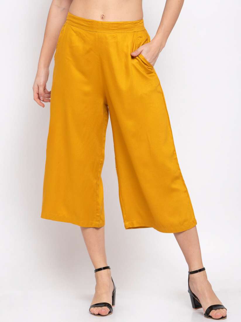 Buy Style Quotient Women Mustard Yellow Loose Fit Solid Culottes Trousers for Women 13775710 Myntra