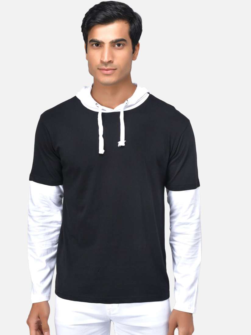 Buy The Dry State Men Black White Solid Hooded T shirt Tshirts for Men 13594208 Myntra