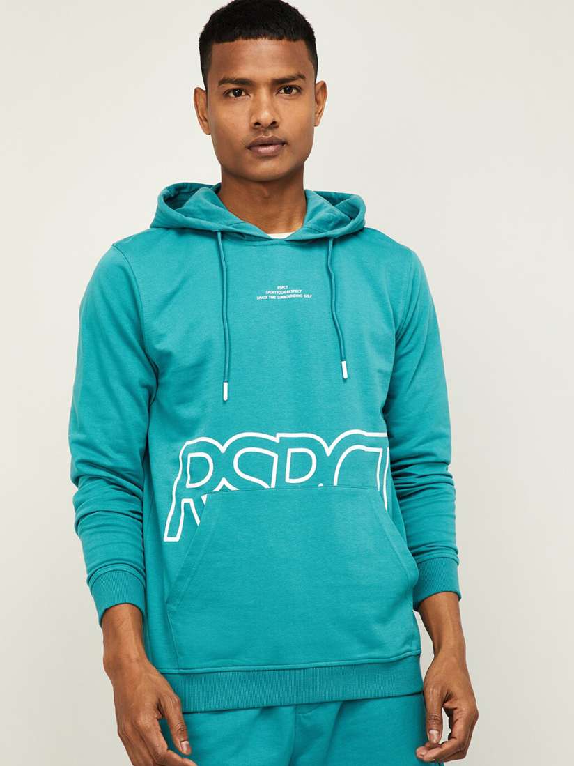 Buy Kappa Men Turquoise Blue Printed Hooded Sweatshirt Sweatshirts for Men 13617834 Myntra