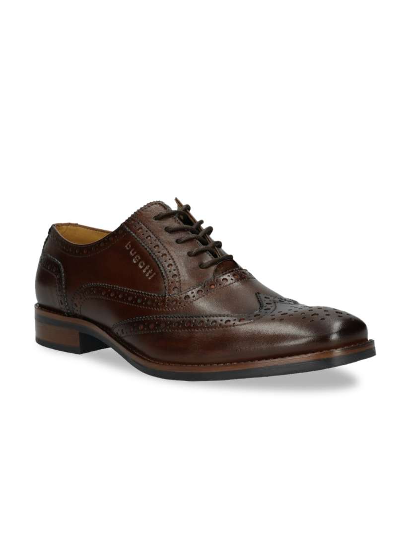 Buy Bugatti Men Brown Solid Leather Formal Brogues Formal Shoes for Men 13782922 Myntra
