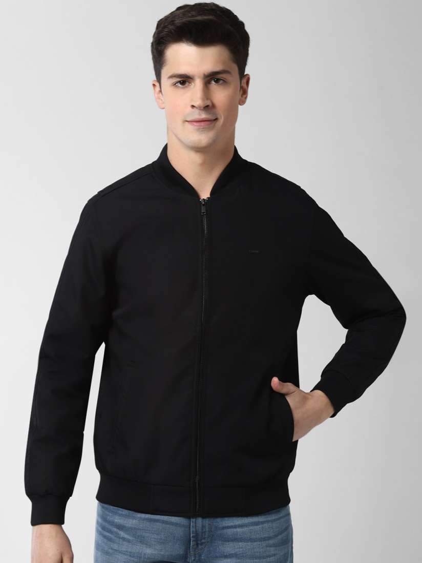 Buy Peter England Casuals Men Navy Blue Solid Windcheater Bomber Jacket Jackets for Men 13842082 Myntra