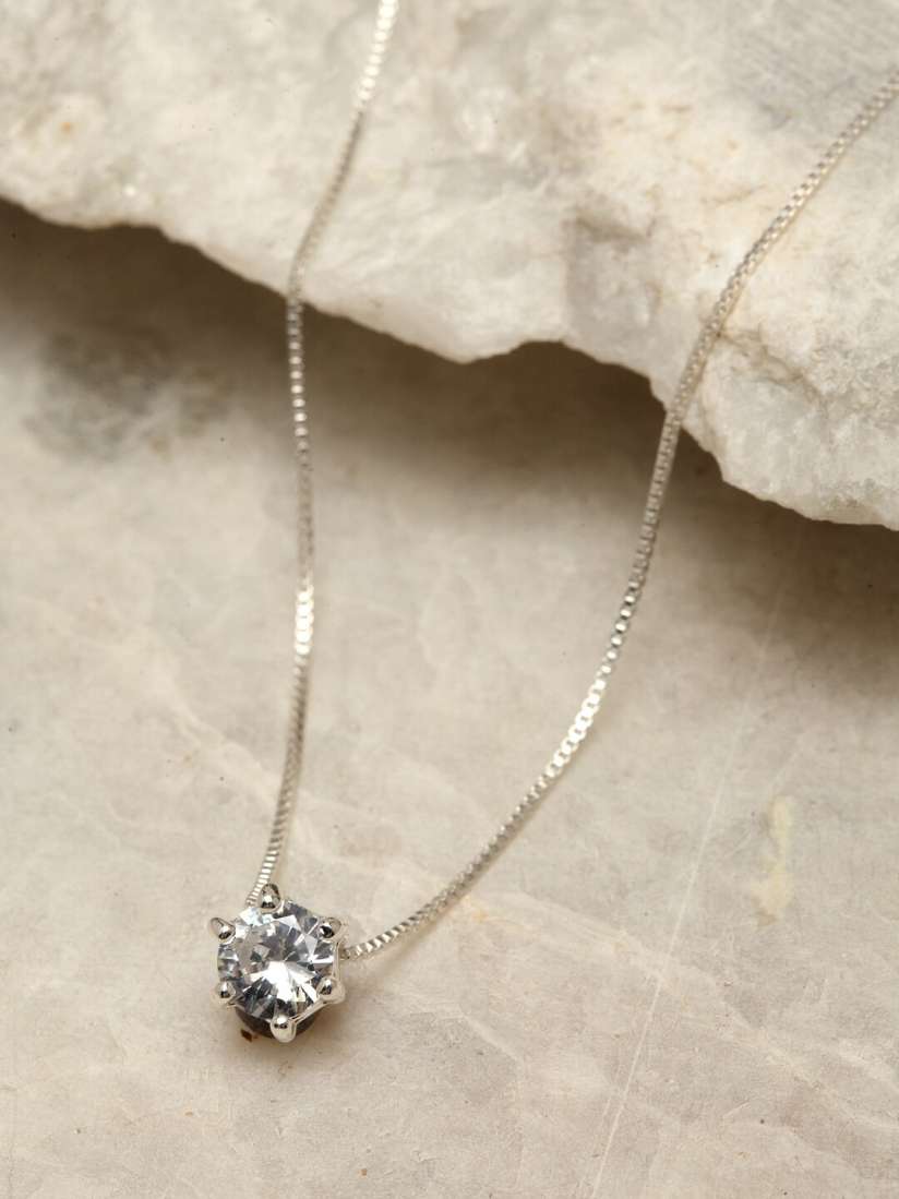 Buy Ferosh Silver Plated White Crystal Studded Pendant With Chain Pendant for Women 13863686 Myntra