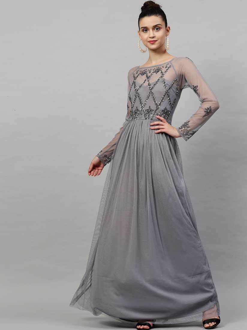 Buy STREET 9 Women Grey Embellished Maxi Dress Dresses for Women 13904674 Myntra