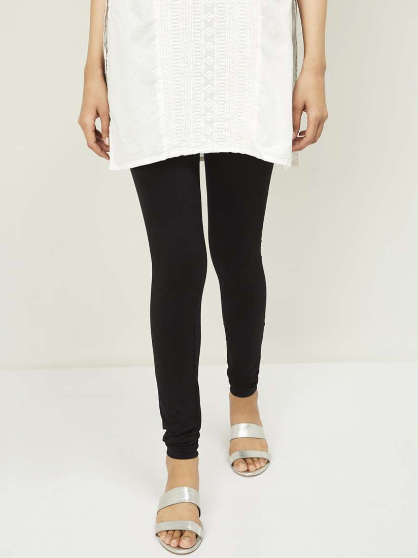 Melange ankle length leggings black hot sale