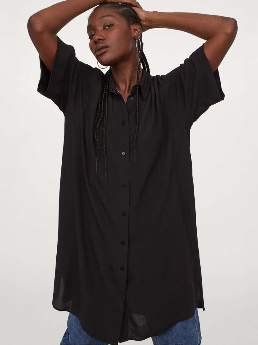 H&m black dress shirt womens new arrivals