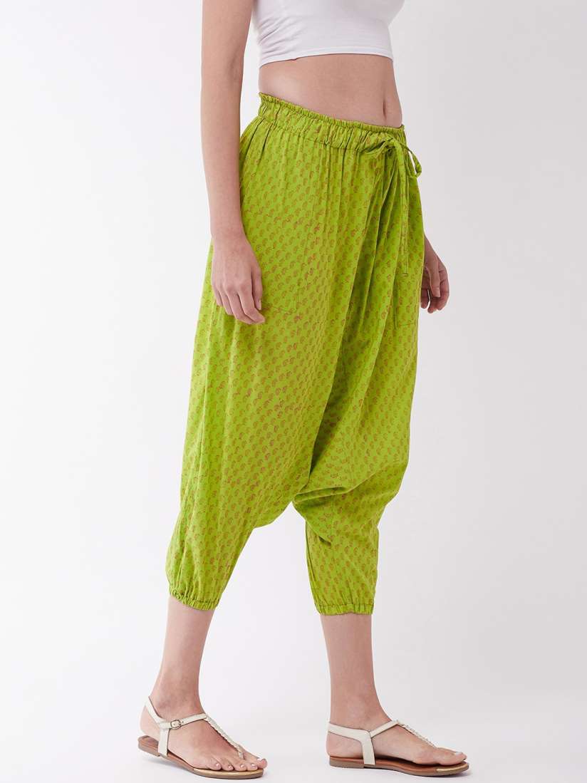 Buy InWeave Women Green Red Block Printed Cropped Harem Pants Harem Pants for Women 13923594 Myntra