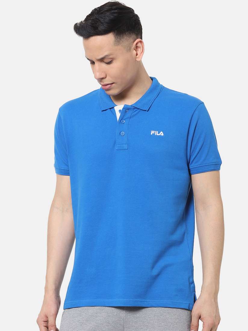 Buy FILA Men Blue Solid Polo Collar T shirt Tshirts for Men 13955000 Myntra