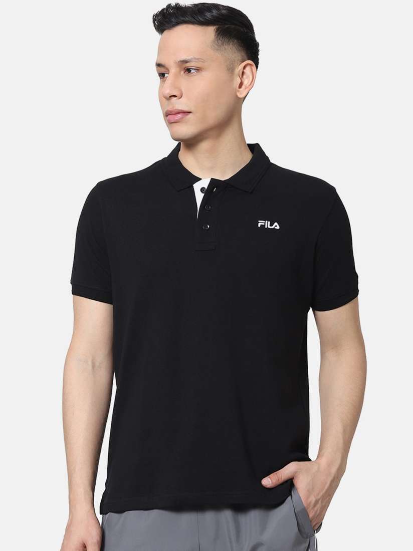 Buy FILA Men Black Solid Polo Collar T shirt Tshirts for Men 13955010 Myntra
