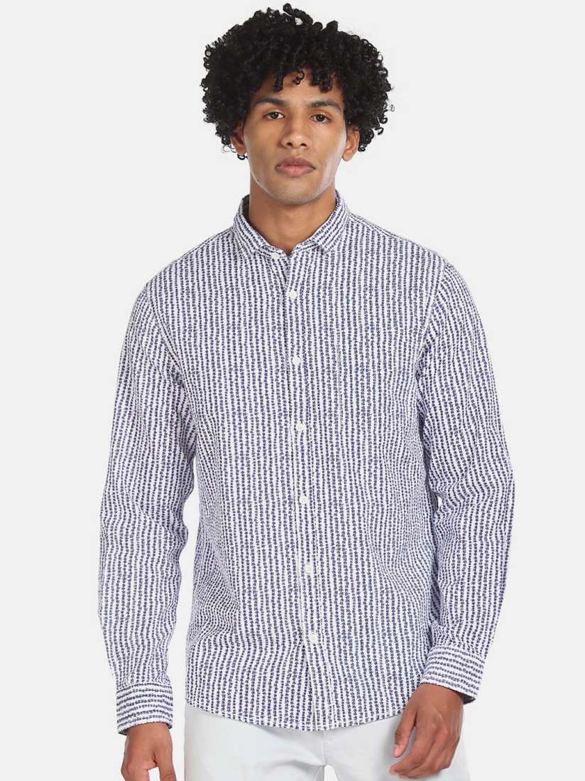 Buy Cherokee Men Navy Blue Regular Fit Striped Casual Shirt Shirts for Men 13954746 Myntra