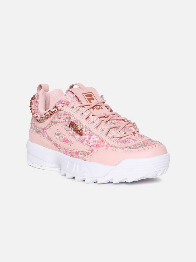 Buy FILA Women Pink White Embellished Disruptor II Tweed Lux PU Sneakers Casual Shoes for Women 13981624 Myntra