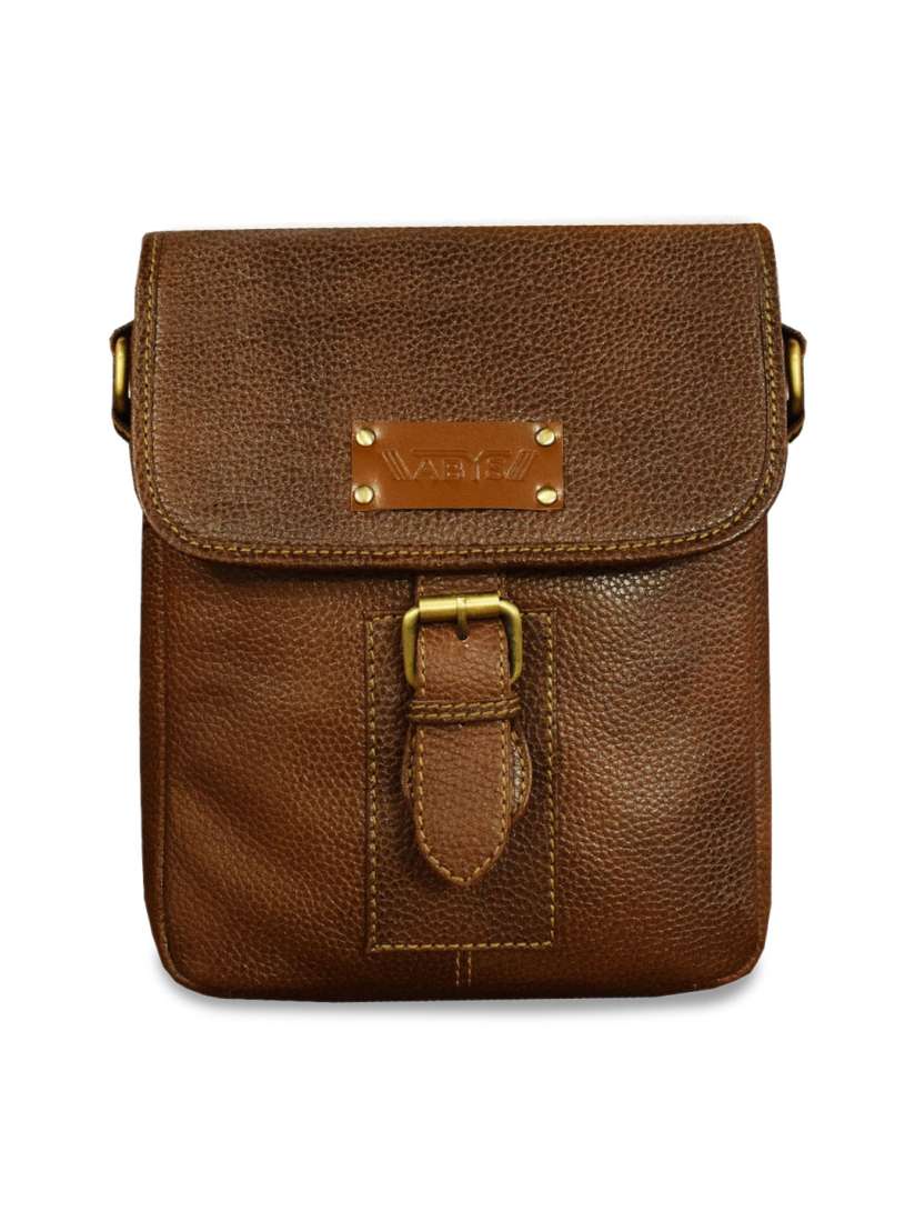 Buy ABYS Unisex Tan Textured Leather Messenger Bag Messenger Bag for Unisex 13992576 Myntra