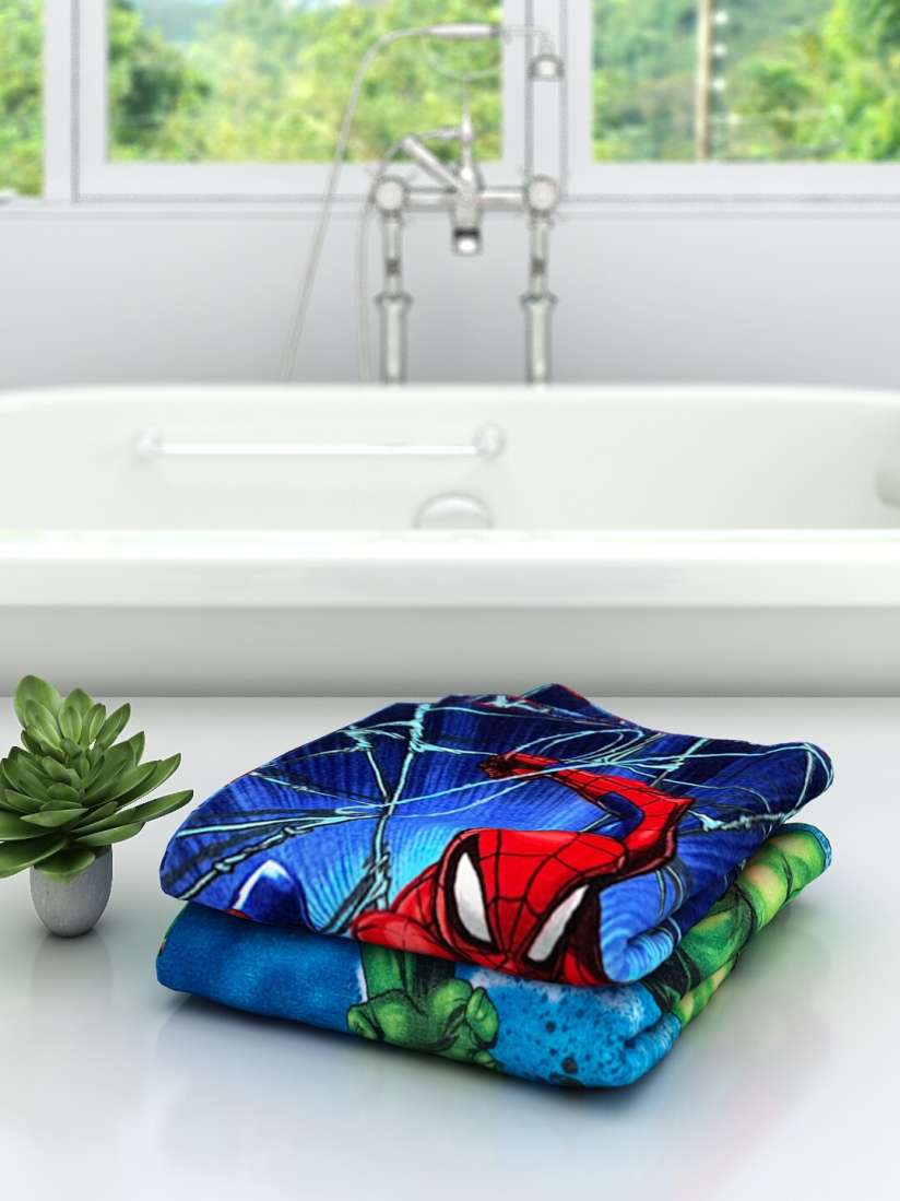 Buy Marvel Kids Set Of 2 Avengers Printed 350 GSM Bath Cotton Towels Bath Towels for Unisex Kids 14007674 Myntra