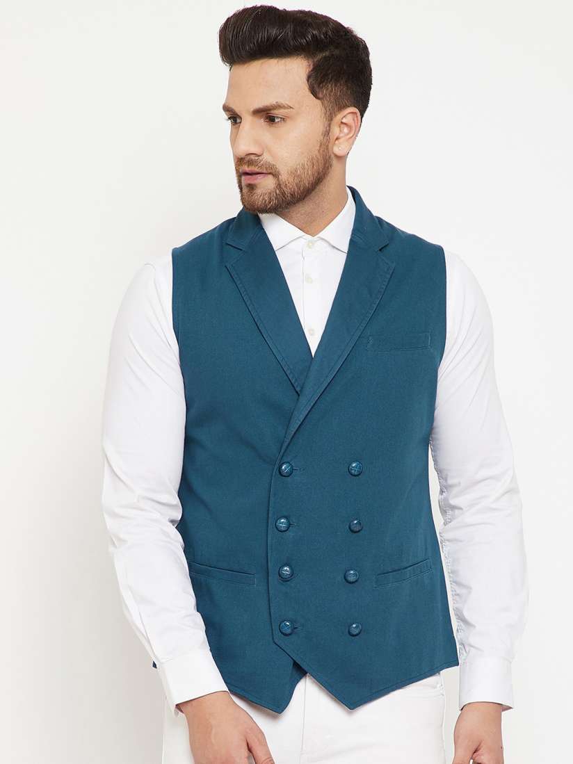Buy Hypernation Men Teal Blue Solid Waistcoat Waistcoat for Men 13999052 Myntra