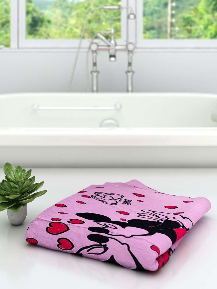 Pink and black bath towels sale