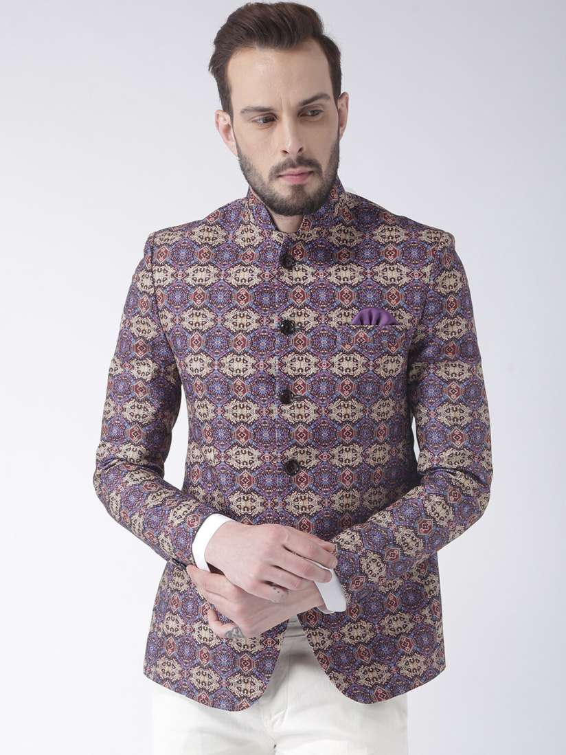 Buy Hangup Men Purple Maroon Printed Bandhgala Blazer Blazers for Men 13828004 Myntra