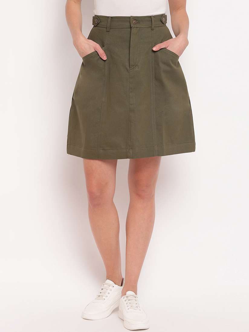 Buy Mayra Olive Green A Line Mini Skirt Skirts for Women 13833520 Myntra