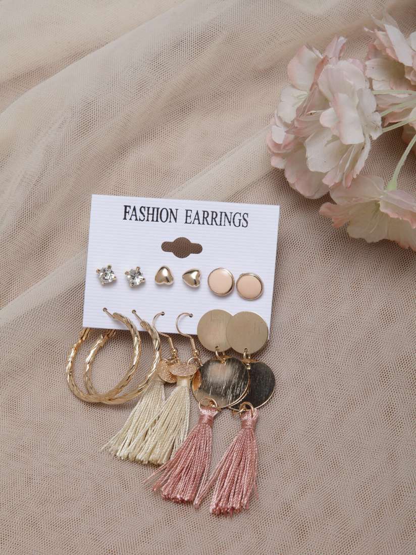 Buy Shining Diva Fashion Set Of 6 Studs Tassel Earrings Earrings for Women 14018806 Myntra