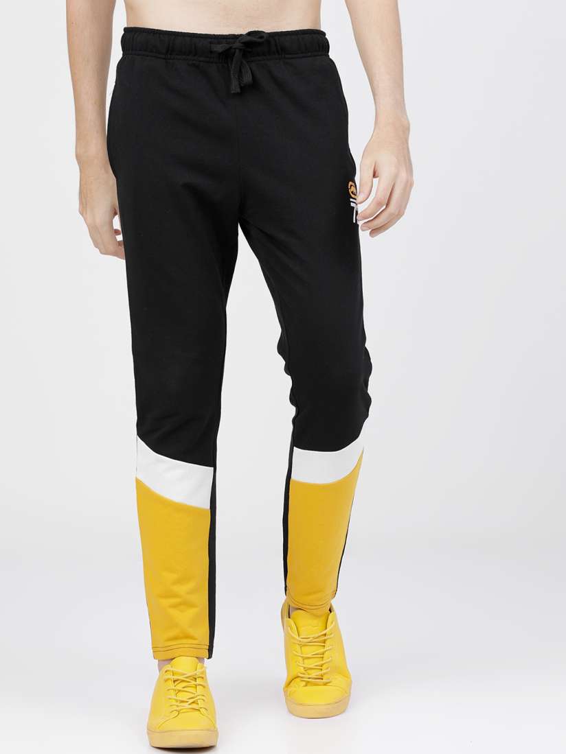Buy Ecko Unltd Men Black Yellow Solid Slim Fit Track Pants Track Pants for Men 14078438 Myntra