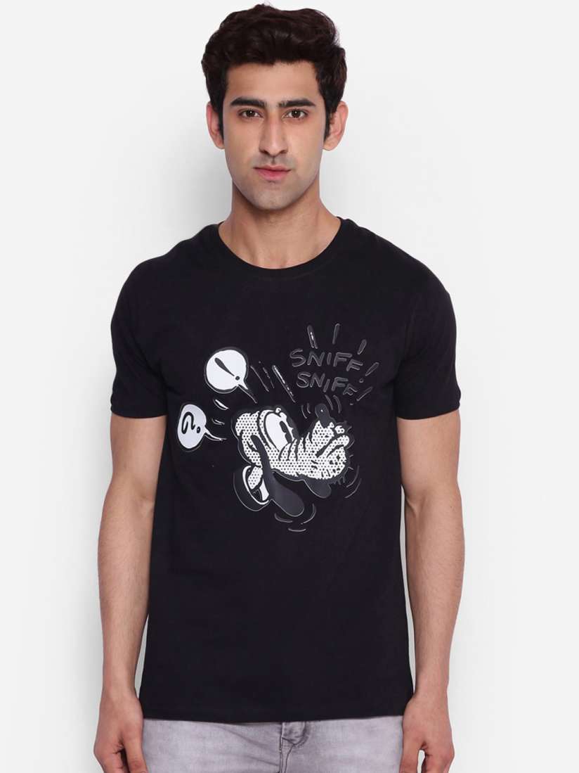 Buy Mickey Mouse Family Men Black White Printed Round Neck T shirt Tshirts for Men 14117914 Myntra