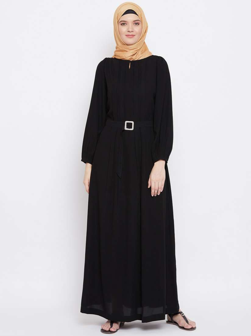 Buy MOMIN LIBAS Women Black Solid Abaya with Belt Burqas for Women 14136052 Myntra